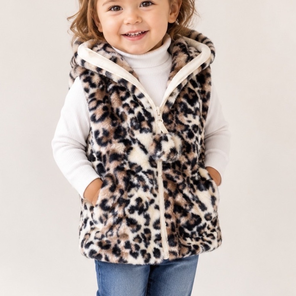 Widgeon Leopard Cheetah Vest Fur Fuzzy 24 Months Infant Girls Ears A9